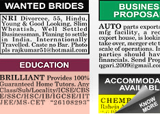Asian Age Situation Wanted display classified rates